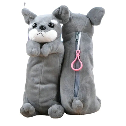 Cartoon Animal Plush Doll Pencil Bag - Golden Retriever & Chihuahua