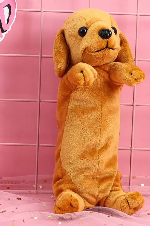 Cartoon Animal Plush Doll Pencil Bag - Golden Retriever & Chihuahua