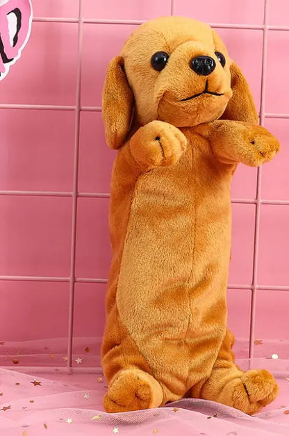 Cartoon Animal Plush Doll Pencil Bag - Golden Retriever & Chihuahua