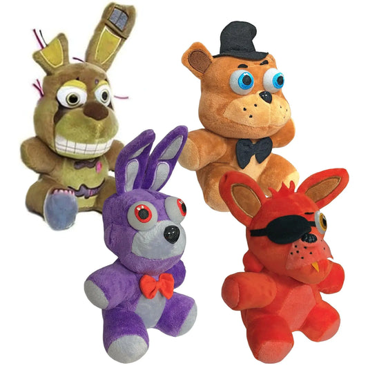 4Pcs Nights Freddys Plush - Cartoon Game Stuffed Animal Plush Pillow Room Decoration for Fans Kids Boys and Girls (4Pcs)