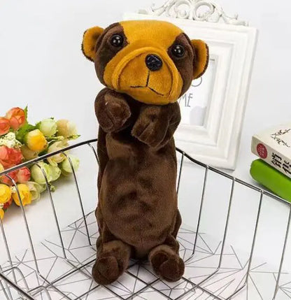 Cartoon Animal Plush Doll Pencil Bag - Golden Retriever & Chihuahua