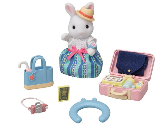 Calico Critters Snow Rabbit Mothers Weekend Travel Set Dollhouse Playset with Figure and Accessories