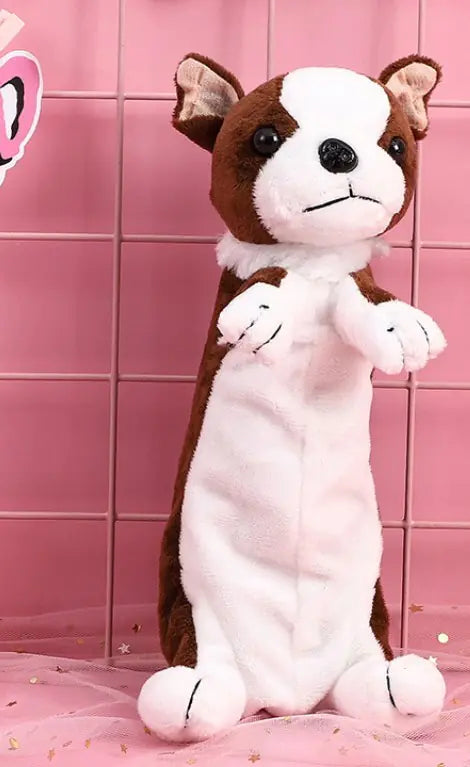 Cartoon Animal Plush Doll Pencil Bag - Golden Retriever & Chihuahua