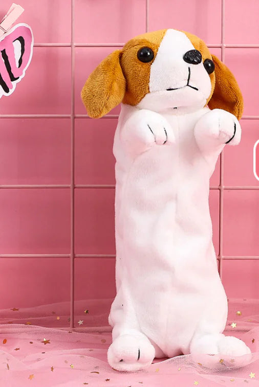 Cartoon Animal Plush Doll Pencil Bag - Golden Retriever & Chihuahua